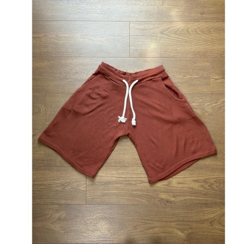 The K Line Rust Ribbed Knit Drawstring Shorts One Size Made in London
